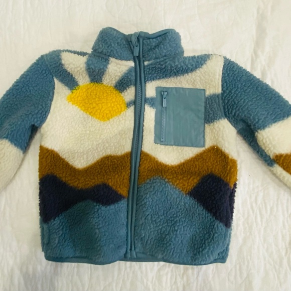 Old Navy Other - Old Navy Toddler Sherpa Zip Jacket with Sunrise Mountain Design -2T
